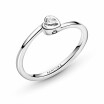 Bague Pandora People solitaire cœur incliné incolore en argent et oxyde de zirconium, taille 54