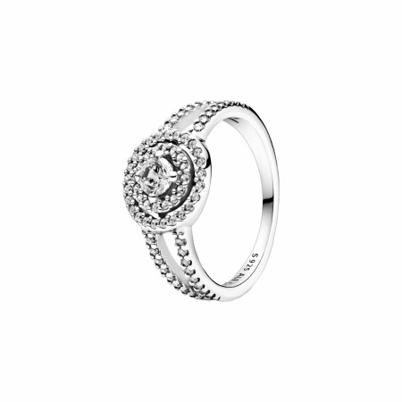 Bague Pandora Timeless halo double scintillante en argent et oxydes de zirconium, taille 54