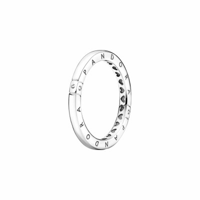 Bague Pandora Signature logo & cœurs en argent et oxydes de zirconium, taille 52