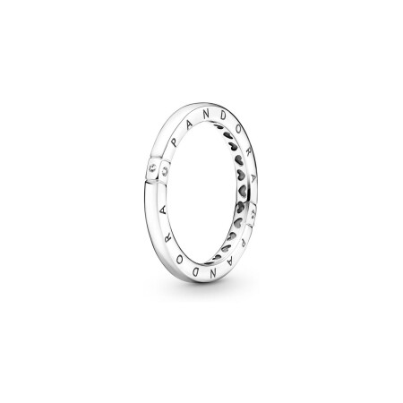 Bague Pandora logo & cœurs en argent, taille 48