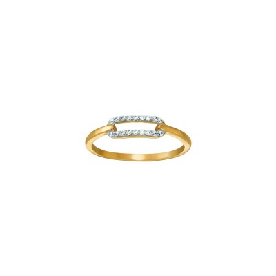 Bague en or jaune, or blanc et diamants 0.09ct