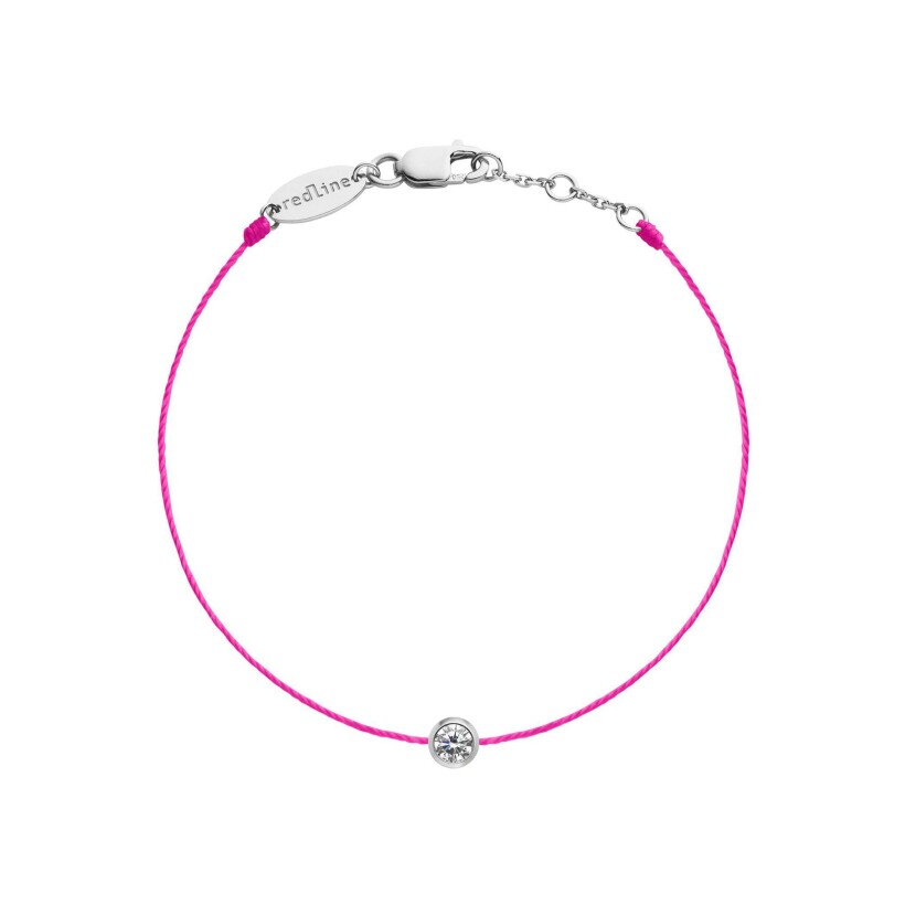 Redline Pure fluorescent pink thread bracelet, white gold and 0.10ct diamond