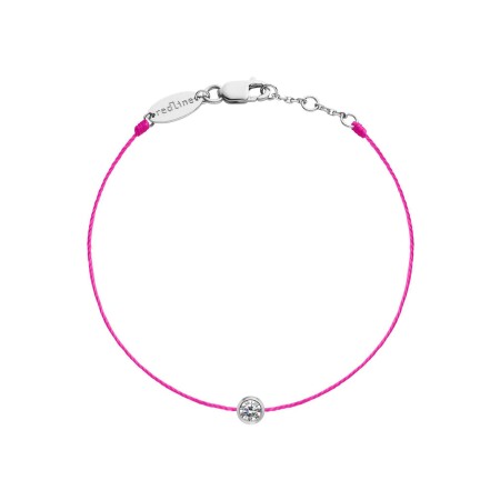 Bracelet Redline Pure fil rose fluo avec diamant 0.10 ct en serti clos, or blanc