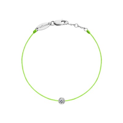 Bracelet Redline Pure fil vert fluo avec diamant 0.10 ct en serti clos, or blanc