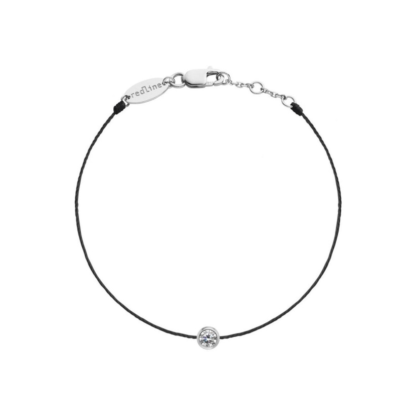 Bracelet RedLine Pure fil anthracite avec diamant 0.10 ct serti clos, or blanc