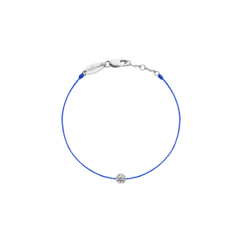 Bracelet RedLine Pure fil bleu français avec diamant 0.10 ct en serti clos, or blanc