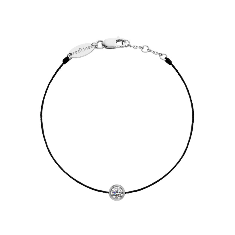 Bracelet RedLine So Pure fil noir avec diamant 0.20ct serti clos, or blanc