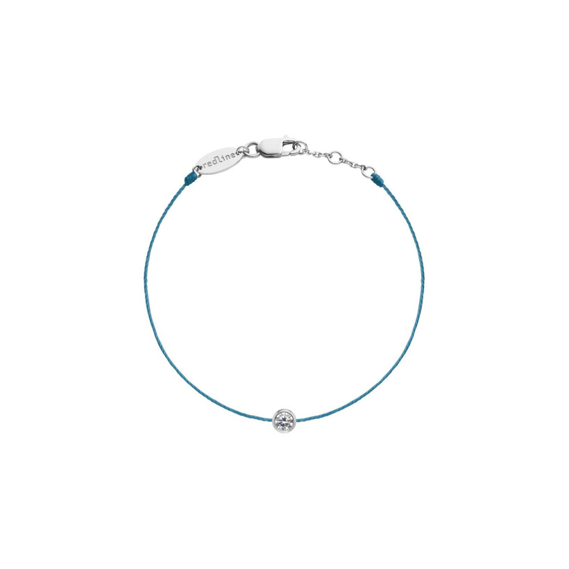 Bracelet RedLine Pure fil bleu Caraïbes avec diamant 0.10 ct en serti clos, or blanc