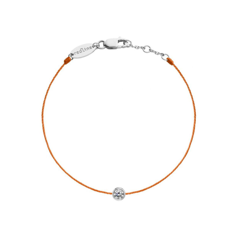 Bracelet Redline Pure fil orange avec diamant 0.10 ct en serti clos, or blanc