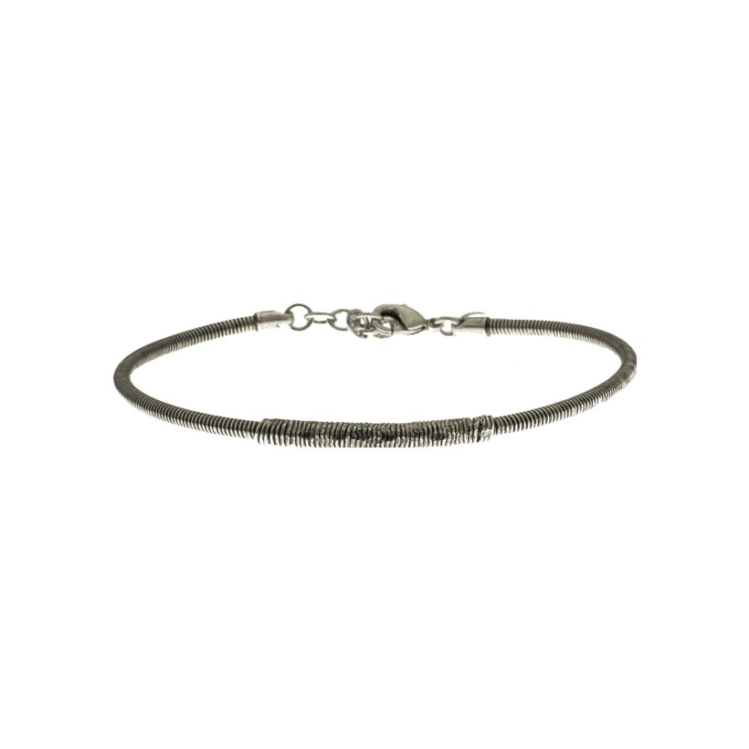 Bracelet Sing a Song corde de basse emballée argent vieilli