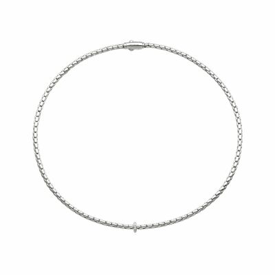 Collier Chimento Stretch Spring en or gris avec diamants, 42cm