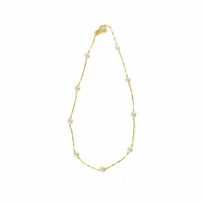Collier Chimento Bamboo Pearls en or jaune et perles, 50cm