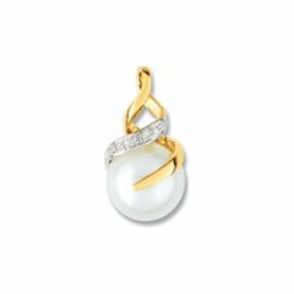Pendentif en or jaune, or blanc, perle et diamants de 0.004ct
