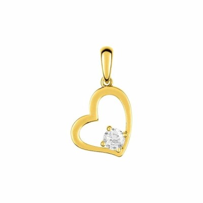 Pendentif coeur en or jaune et oxyde de zirconium