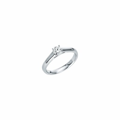 Solitaire Ferret 4 griffes en or gris, centre de 0.4ct, taille 52