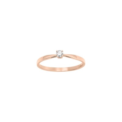 Solitaire en or rose et diamant 0.08ct