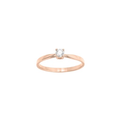 Solitaire en or rose et diamant 0.14ct