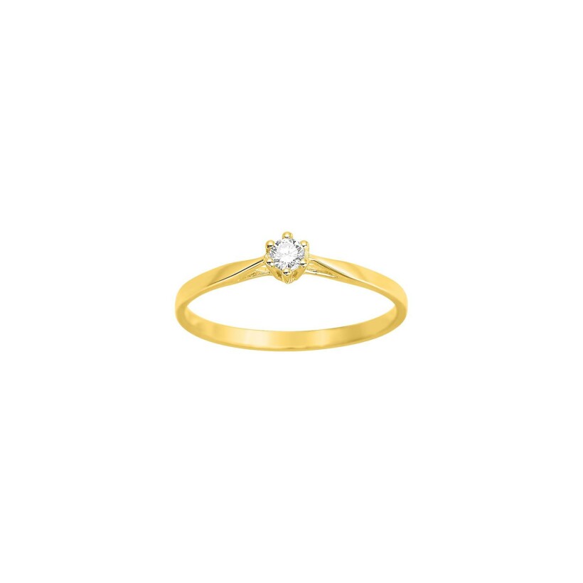 Solitaire en or jaune et diamant 0.08ct