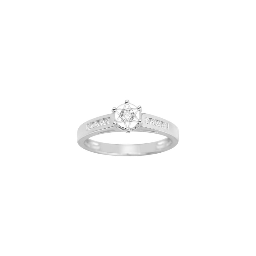 Solitaire en or blanc et diamant 0.19ct