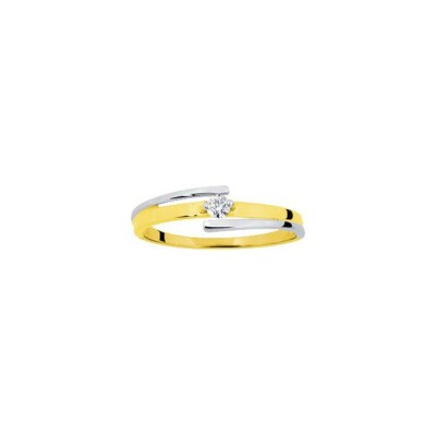 Solitaire en or jaune rhodié et diamant 0.07ct