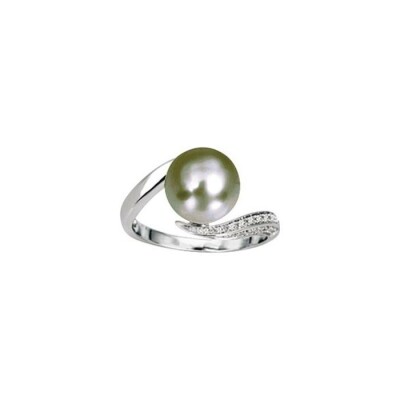 Bague en or blanc et perle de tahiti