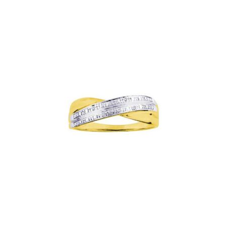 Bague en or jaune, or blanc et diamant, 0.03ct