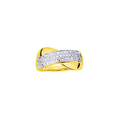 Bague en or jaune rhodié et oxyde de zirconium