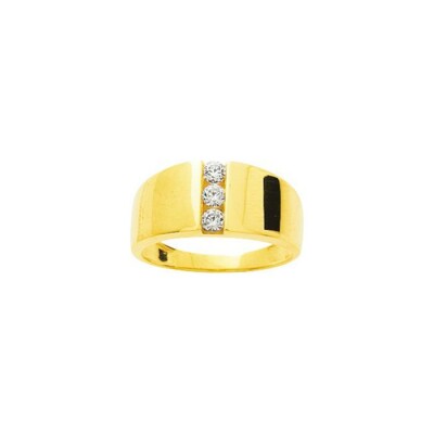 Bague en or jaune et oxyde de zirconium