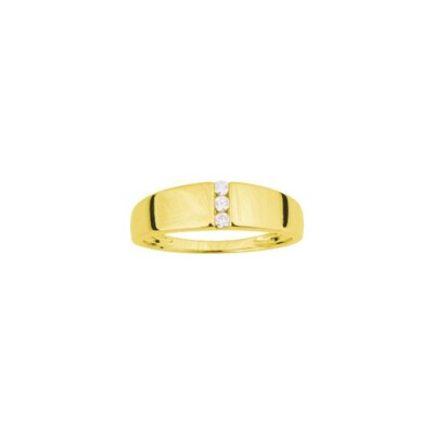 Bague en or jaune et oxyde de zirconium