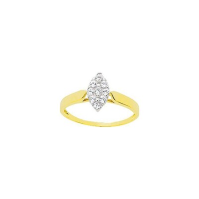 Bague en or jaune rhodié et oxyde de zirconium