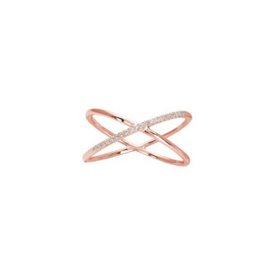 Bague en or rose et diamant, 0.07ct