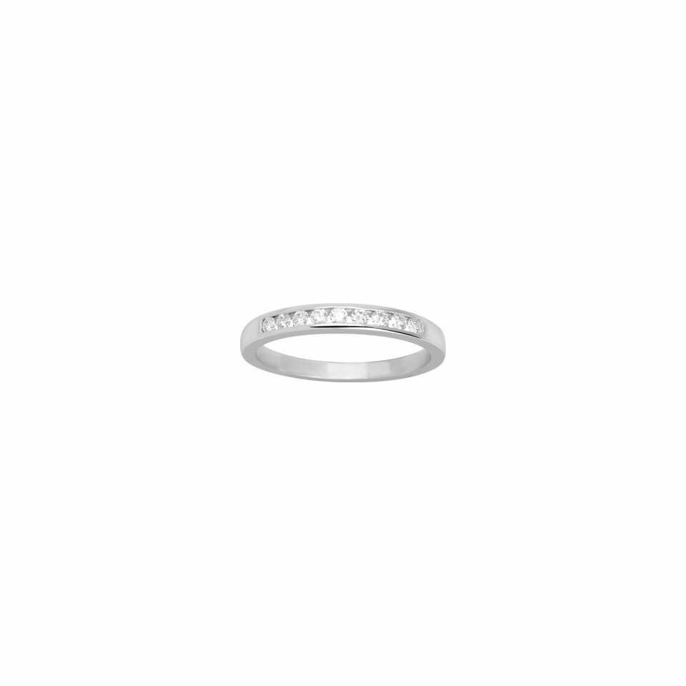 Alliance demi tour en or blanc et diamants 0.18ct