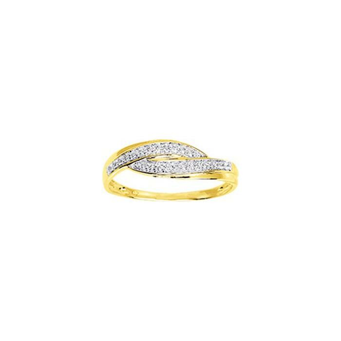 Bague en or jaune rhodié et oxyde de zirconium