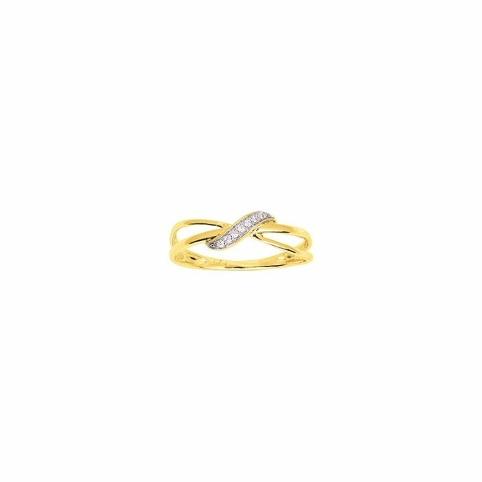 Bague en or jaune, rhodium et oxydes de zirconium