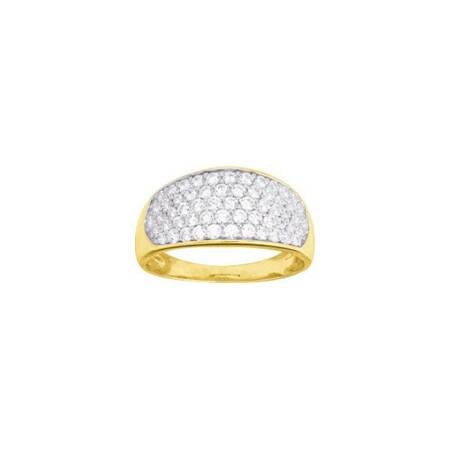 Bague en or jaune rhodié et oxyde de zirconium