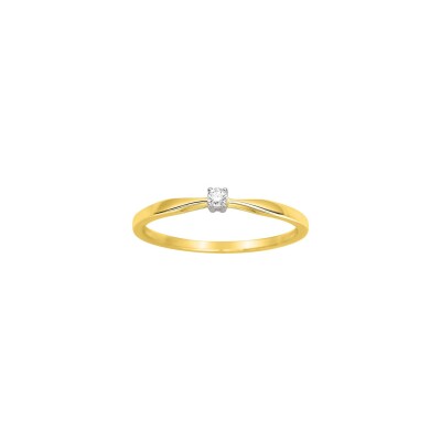 Solitaire en or jaune et diamant 0.04ct