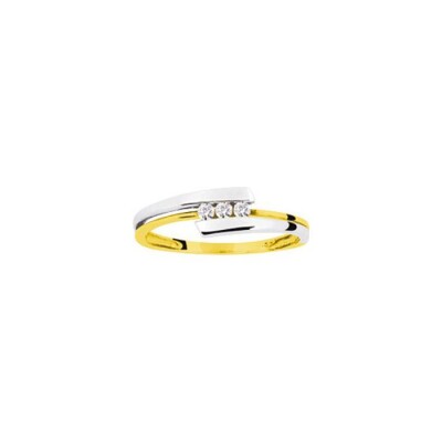 Bague en or jaune, or blanc et diamant, 0.09ct