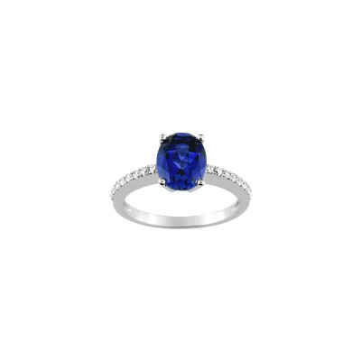 Bague en or blanc, saphir et diamant