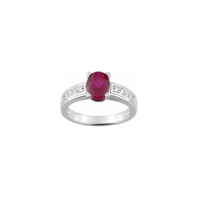 Bague en or blanc et diamants et rubis