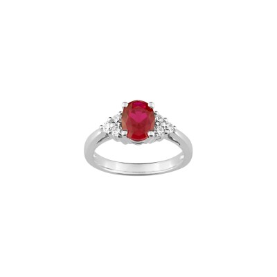 Bague en or blanc, rubis et diamant