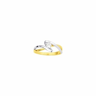 Bague en or jaune, rhodium et oxydes de zirconium