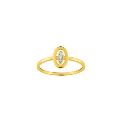 Bague en or jaune, or blanc et diamant, 0.02ct