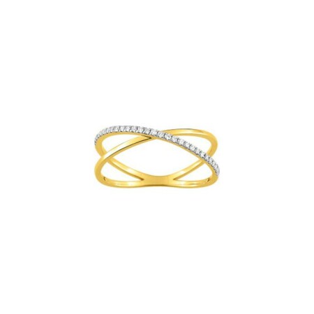 Bague en or jaune, or blanc et diamant, 0.11ct