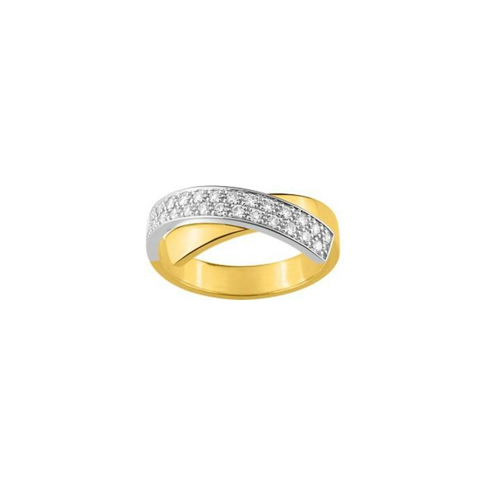 Bague en or jaune, or blanc et diamant, 0.28ct