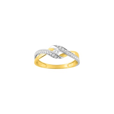 Bague en or jaune rhodié et oxyde de zirconium