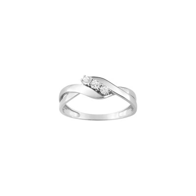 Bague en or blanc et oxyde de zirconium