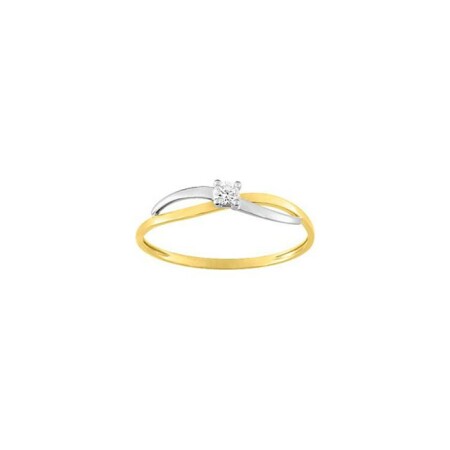 Bague en or jaune rhodié et oxyde de zirconium