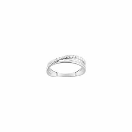 Bague en or blanc et oxydes de zirconium