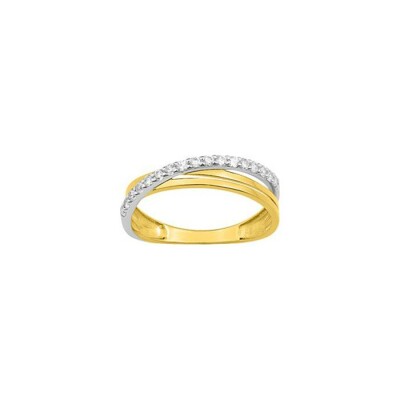 Bague en or jaune rhodié et oxyde de zirconium