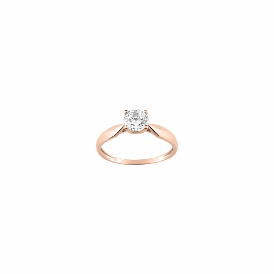 Bague en or rose et oxydes de zirconium